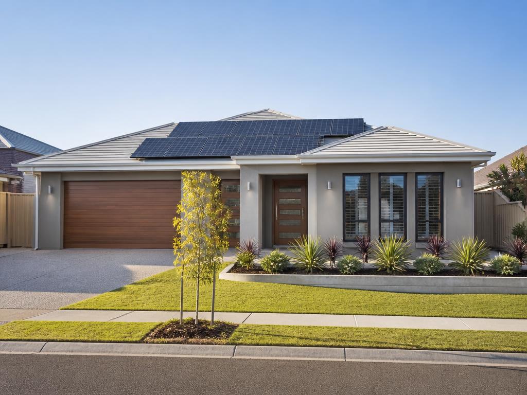 Modern Australian home with rooftop solar panels