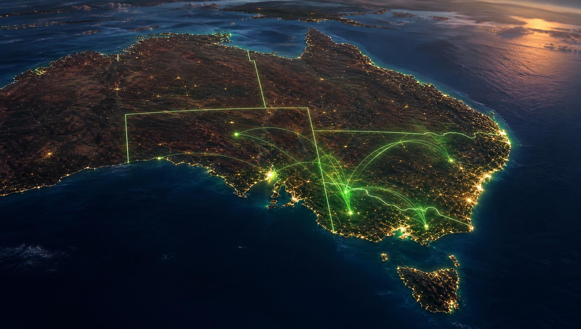 Map of Australia showing Esena Energy service locations across SA, VIC and NSW